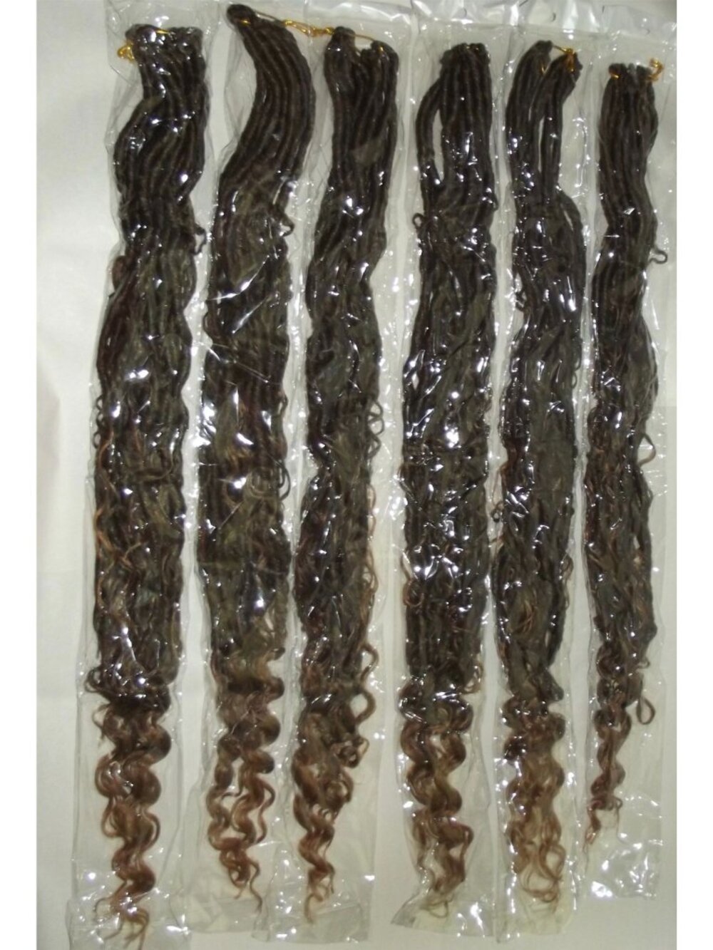 30" Goddess Faux Locs Crochet Hair 6 Packs lot Brown Soft Long Wavy